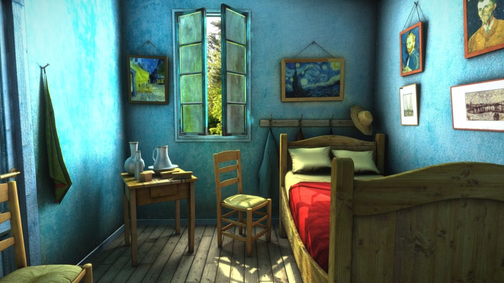 Van gogh Room
This model is featured in the official Sketchfab VR app:



Art Spotlight Article - http://blog.sketchfab.com/post/129846505579/art-spotlight-van-gogh-room?

link to finished app - https://play.google.com/store/apps/details?id=com.artalive3d.livewallpaper

Here the original painting:
 - Van gogh Room - 3D model by ruslans3d 3d model
