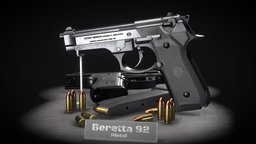 Beretta 92 Pistol 9mm, pistol, beretta, game-model, beretta92, 9mmpistol