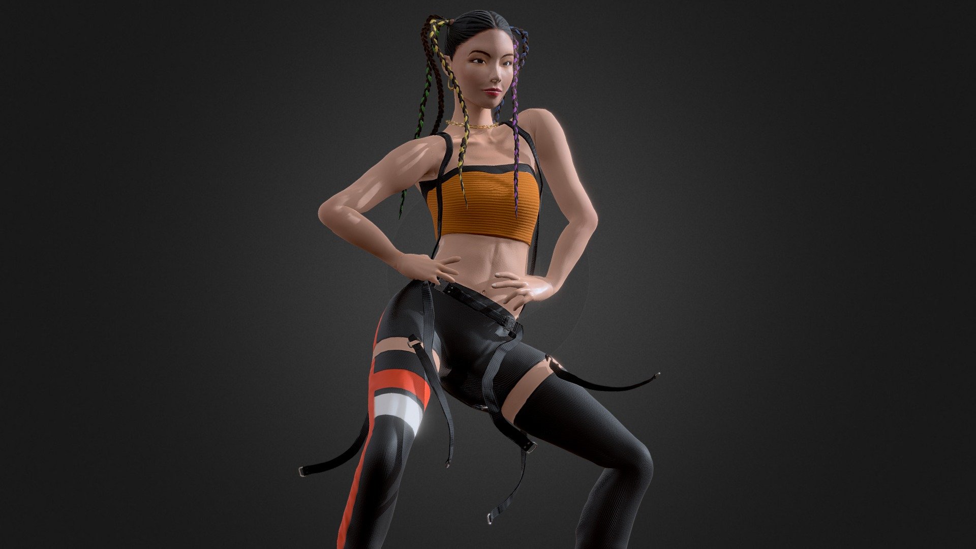 This is  a Fan art that I made for myself, is a likeness model of the singer and dancer korean Yuji from the korean Group Itzy with the clothes from the music video Icy - Itzy. I maded too the animation just for fun and practice the animations basics 3d model
