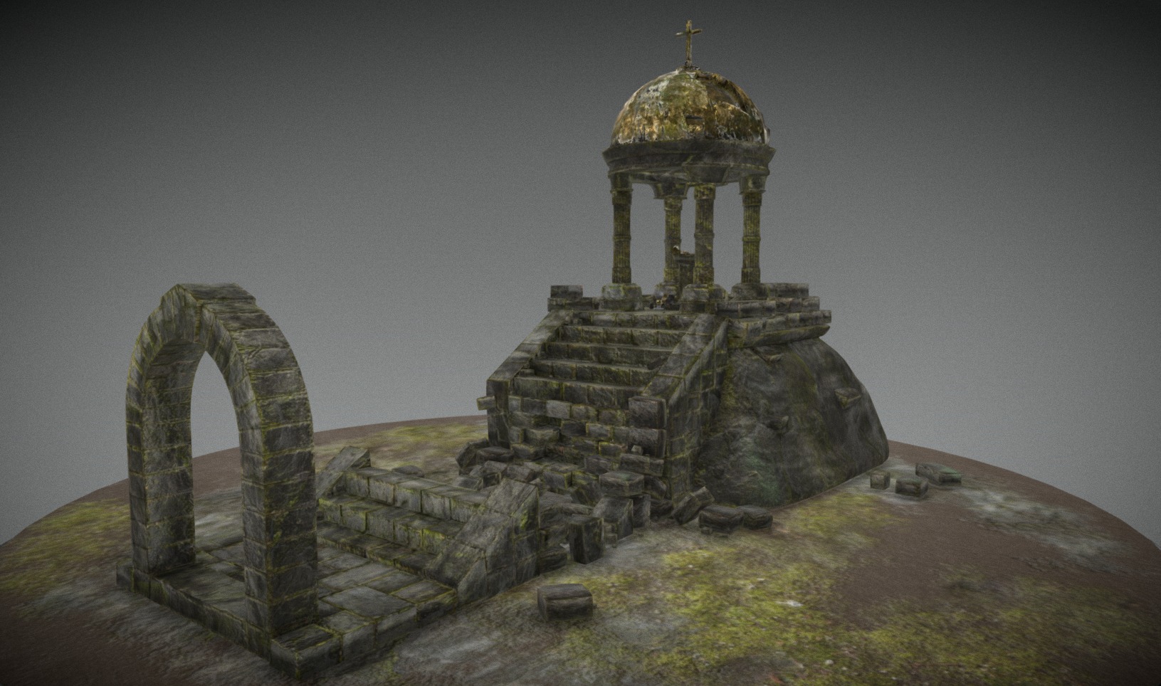 3d modelled ruin diorama inspired by Tomb Raider and Uncharted 3d model