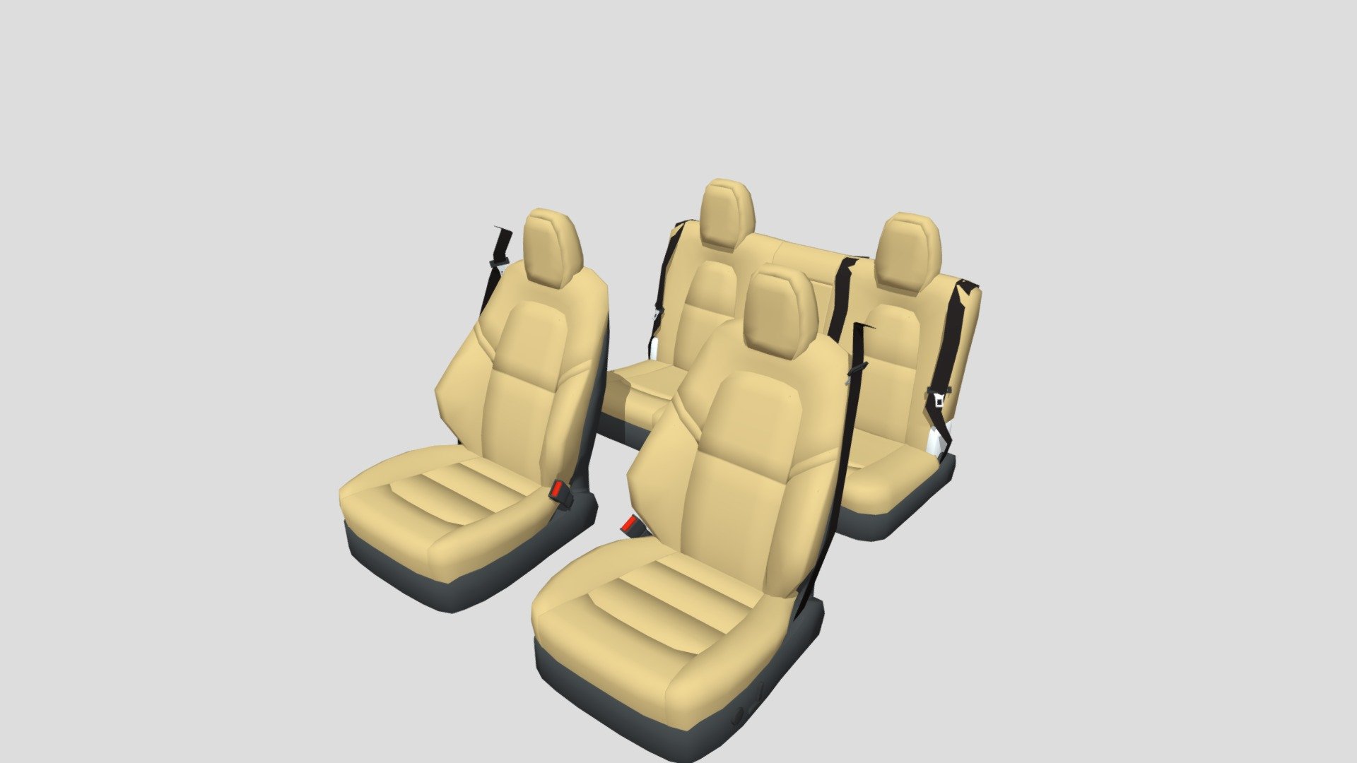 Tesla Model Y Seats 3d model rendered with Cycles in Blender, as per seen on attached images.

File formats:
-.blend, rendered with cycles, as seen in the images;
-.obj, with materials applied;
-.dae, with materials applied;
-.fbx, with material slots applied;
-.stl;

Files come named appropriately and split by file format.

3D Software:
The 3D model was originally created in Blender 2.79 and rendered with Cycles.

Materials and textures:
The models have materials applied in all formats, and are ready to import and render.

Preview scenes:
The preview images are rendered in Blender using its built-in render engine &lsquo;Cycles'.
Note that the blend files come directly with the rendering scene included and the render command will generate the exact result as seen in previews.
Scene elements are on a different layer from the actual model for easier manipulation of objects 3d model