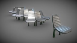 Round Bench [7] 4 parts Aluminum Version 1 bench, version, aluminum, round, metal, blender-3d, park-bench, 3dhaupt, street-furniture, city-furniture, software-service-john-gmbh, low-poly, pbr