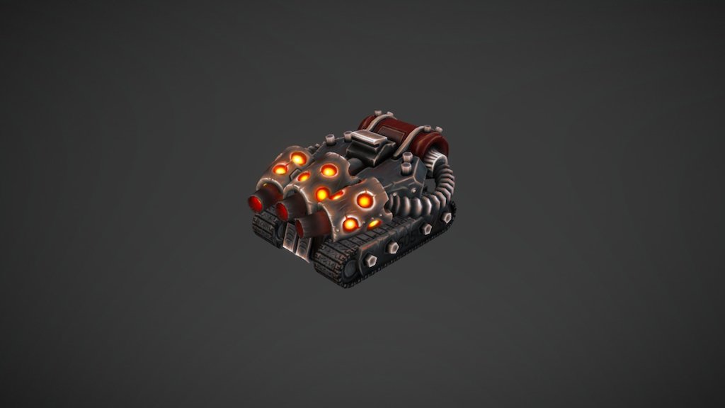 This tank was made for real-time strategy, with stylized graphics. The texture was made by hand 3d model