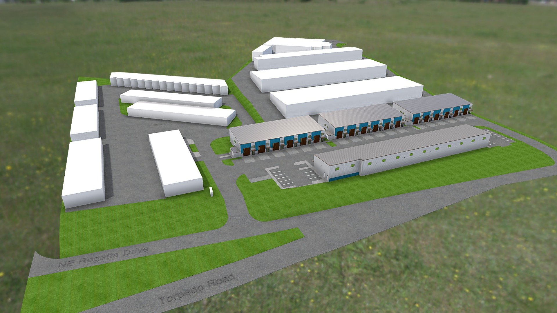 Contractor Warehouses Oak Harbor, WA - 3D model by Render3DQuick 3d model