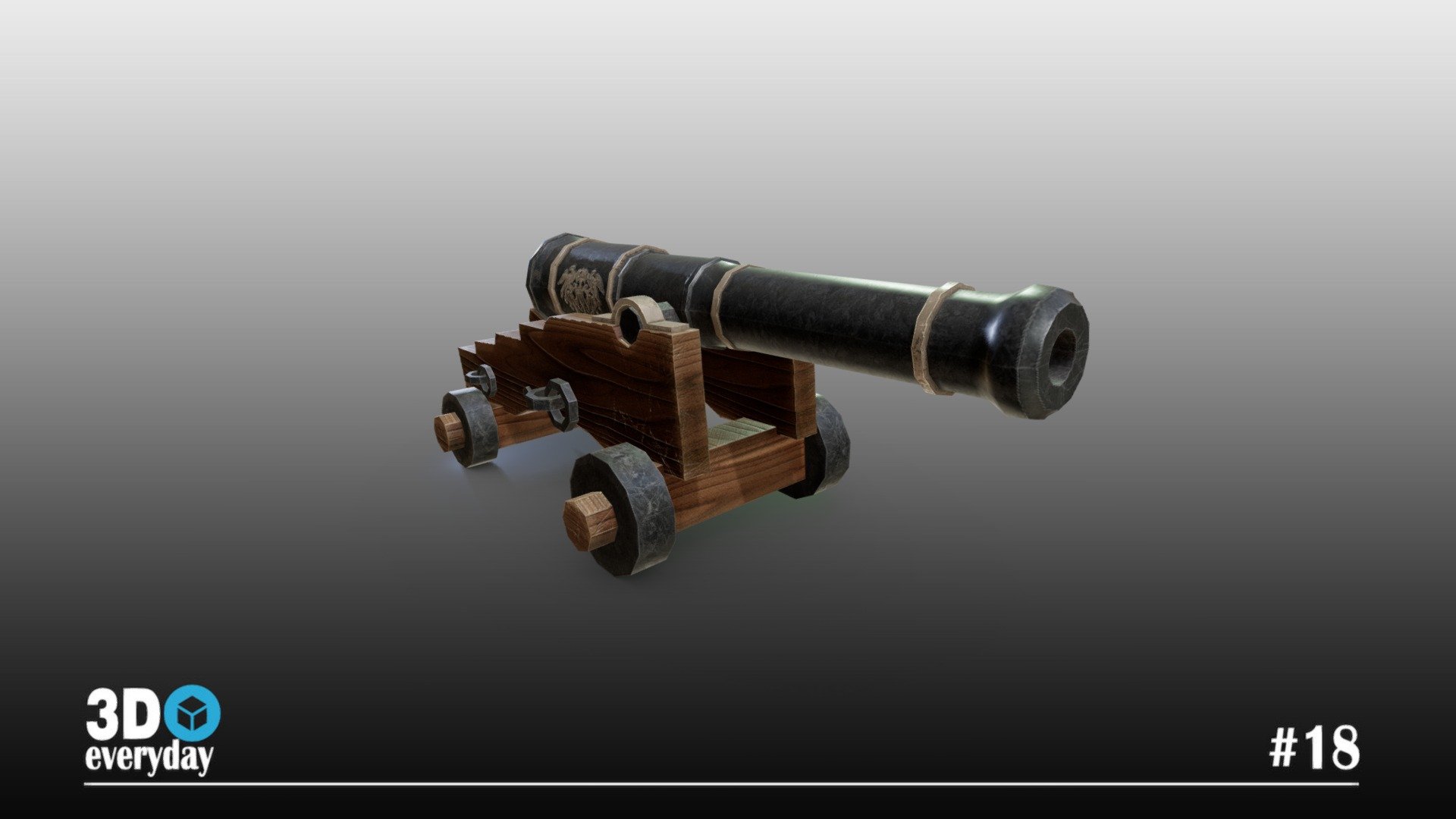 A lowpoly cannon I've made for a ship that I'm doing. Modeled in Blender, textured in Substance 3d model