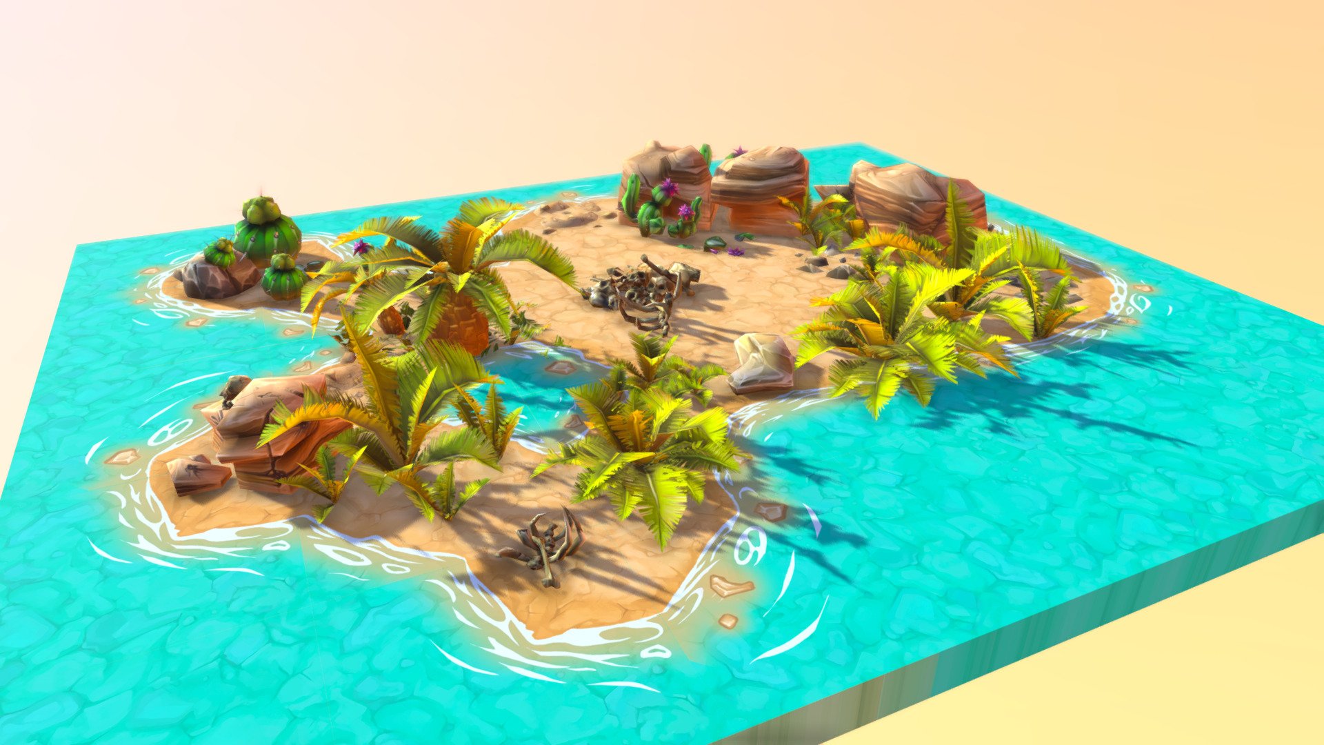 Nature environment for Warmageddon game - Desert environment - 3D model by Vizzir 3d model