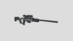 Sniper Rifle blockbench, low-poly, minecraft, voxel, model