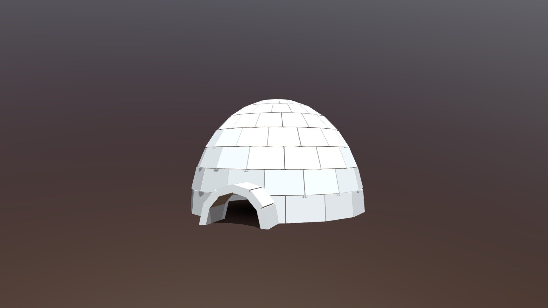 This is a low poly 3d model of a igloo. The low poly igloo was modelled and prepared for low-poly style renderings, background, general CG visualization presented as a mesh with quads only.

Verts : 1.040 Faces: 780

This model have simple materials with diffuse colors.

No ring, maps and no UVW mapping is available.

The original file was created in blender. You will receive a 3DS, OBJ, FBX, blend, DAE, Stl.

All preview images were rendered with Blender Cycles. Product is ready to render out-of-the-box. Please note that the lights, cameras, and background is only included in the .blend file. The model is clean and alone in the other provided files, centred at origin and has real-world scale 3d model
