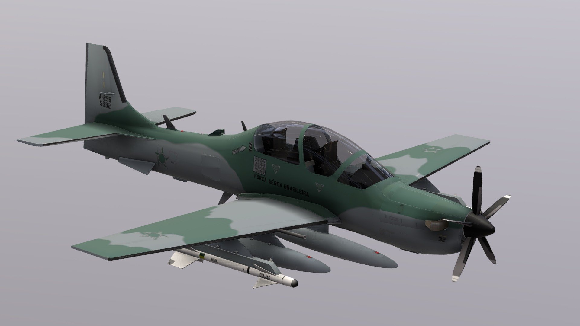 A-29B Super Tucano
Brazilian Air Force - A-29B Super Tucano FAB - Buy Royalty Free 3D model by Simaoelis3D (@Simaoelis-3d) 3d model