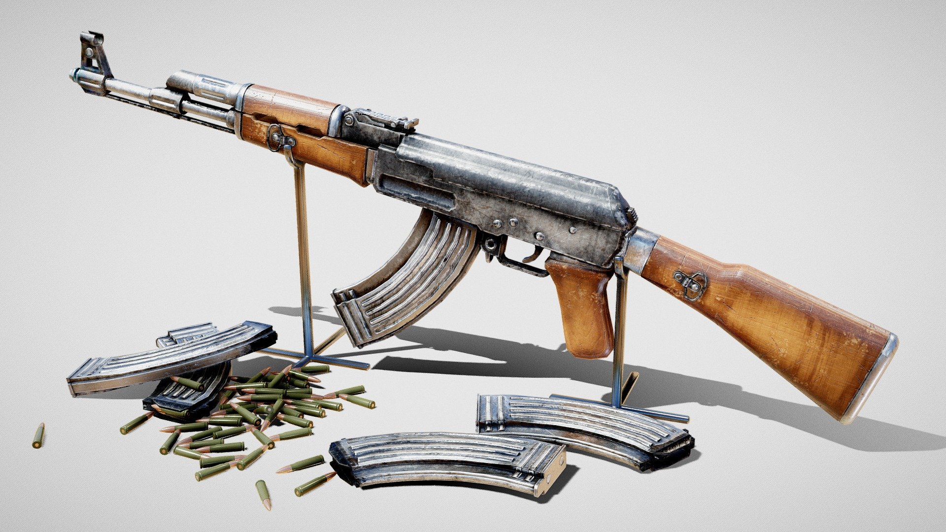 AK 47 free GameReady model - Used AK 47 | GameReady FREE - Download Free 3D model by Vlasov Daniil (@dan741vlasov) 3d model