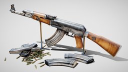 Used AK 47 | GameReady FREE scene, wooden, russian, ak, ammo, 47, russia, kalashnikov, optimized, waepon, 74, kalash, gamerady, lowpoly, gameasset, free