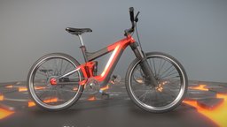 E-Bike Red bike, bicycle, frame, red, cycle, cycling, blender-3d, biking, 3dhaupt, sport-bike, low-poly, pbr, sport, offroad-bike