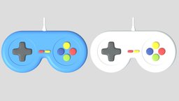 Cartoon Game Controller 1 computer, games, toy, xbox, pc, console, nintendo, playstation, electronics, equipment, controller, connection, joystick, cable, game, lowpoly, low, poly, technology, video