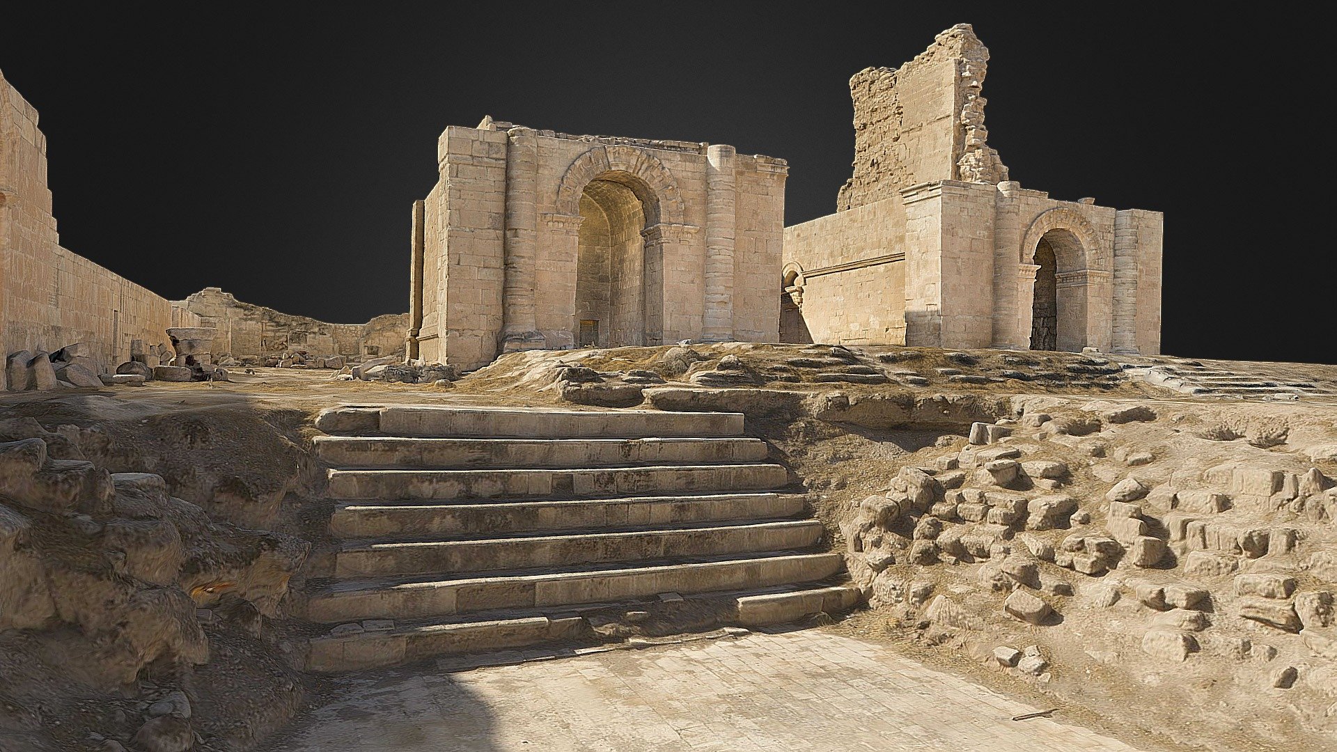 3D model of the Temple of the Triads in Hatra, and some surrounding architectonical elements - Hatra - Temple of the Triads - 3D model by ATS 3d model