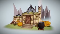Hagrids Hut fanart, gamedesign, harrypotter, lowpoly-3dsmax, harrypotterfanart, hagrid, handpainted, unity, unity3d, game, lowpoly, gameart, environment