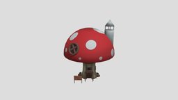 mushroom house mushroom, prop, 3dobject, 3d, blender, lowpoly, gameasset