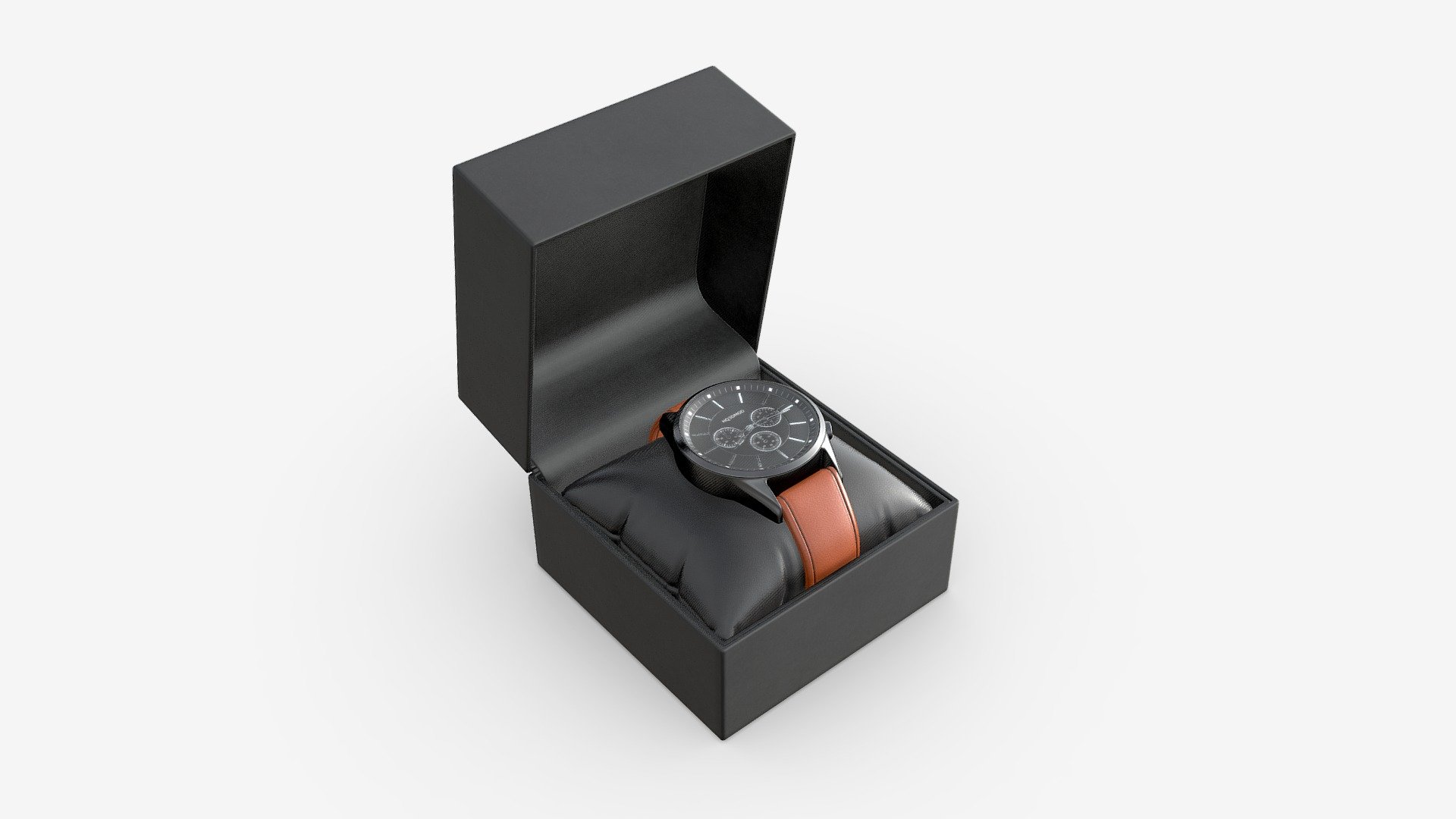 Wristwatch with Leather Strap in box 02 - Buy Royalty Free 3D model by HQ3DMOD (@AivisAstics) 3d model