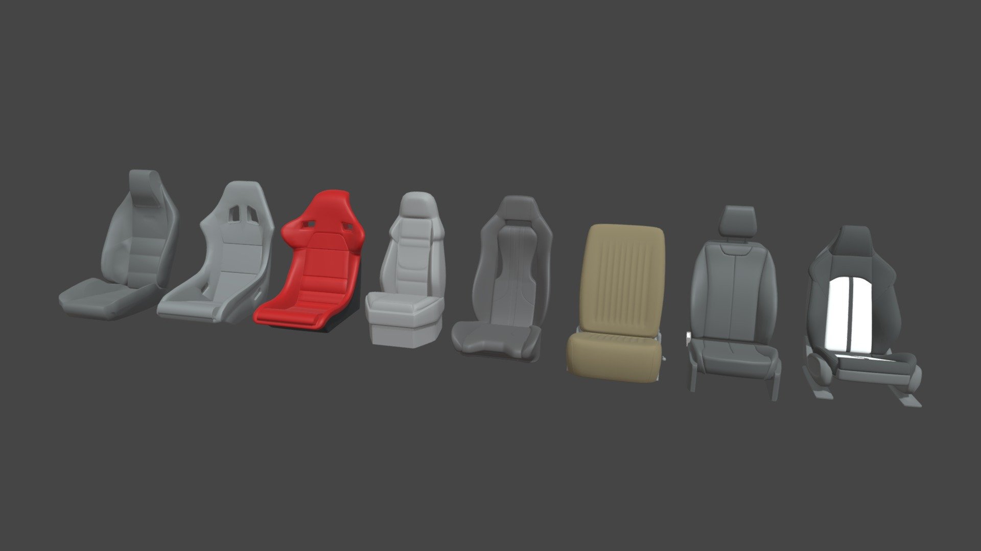This model contains a Car Seat Pack based on a real stylized car seat from a real italian and german sport car which i modeled in Maya 2018 and is available for selling as a full car containing interior and just exterior. This model is perfect to create a new great scene with different car pieces or part of a car model.

This model is one of a great collection of car parts and car seats that are modeled and separated in 3 different packs and every different car seat ready on my profile. Some of this seats are ready for printing and others not. Any doubt you have contact me.

If you need any kind of help contact me, i will help you with everything i can. If you like the model please give me some feedback, I would appreciate it.

Don’t doubt on contacting me, i would be very happy to help. If you experience any kind of difficulties, be sure to contact me and i will help you. Sincerely Yours, ViperJr3D - Car Seat Pack 03 - Buy Royalty Free 3D model by ViperJr3D 3d model