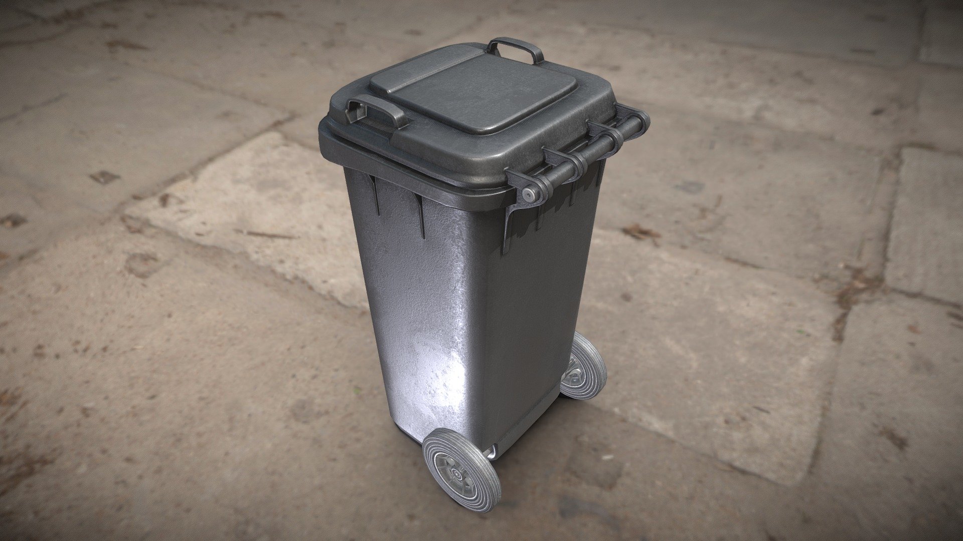 Here is the low-poly and game-ready version of the plastic waste bin in black with a filling capacity of 120 liters.




one object

object dimension 945x393x480mm

object rotation and location is 0, scale is 1.000 x 1.000 x 1.000

the origin point is on the bottom of the waste bin

one PBR material with 4k textures

texture types: Base Color, Normal, Metalness, Roughness

for the 3d-preview, here on Sketchfab, I only uploaded a glb with *.jpg image compression for all the pbr-textures.

you can find the high-quality uncompressed original (*.png) textures packed into the Blendefile which can be downloaded here as additional file.



Here you can find the rigged version of this waste bin. 
https://skfb.ly/6URKP



Modeled and textured by 3DHaupt in Blender-3D - Black Plastic Waste Bin 120 Liters 945x393x480 - Buy Royalty Free 3D model by VIS-All-3D (@VIS-All) 3d model