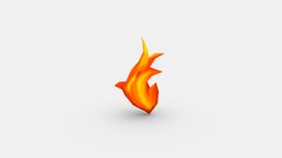Cartoon fire element, flame, icon, blaze, fire, lighter, fired, lowpolymodel, handpainted
