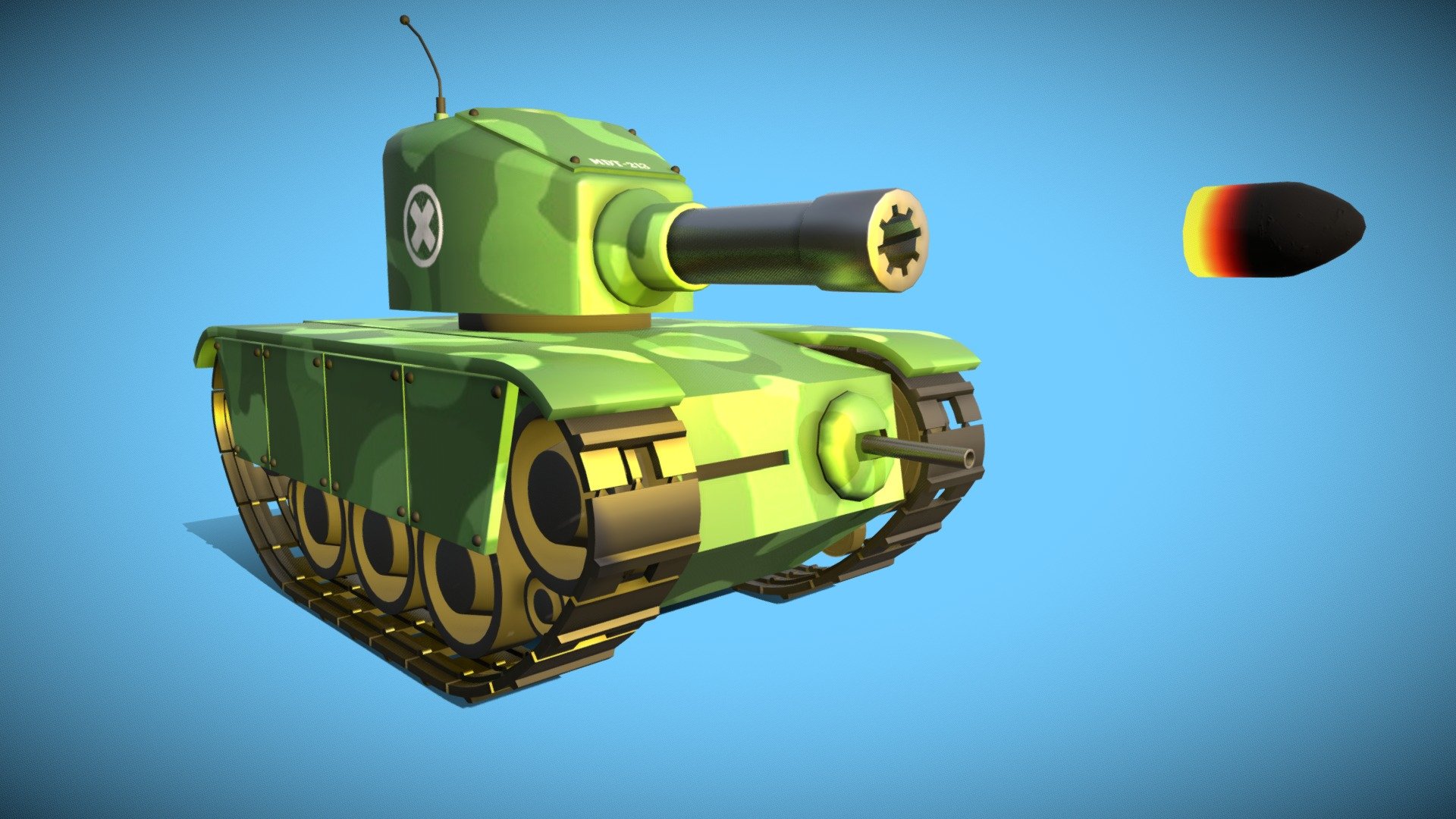 A cartoon tank I modeled in Blender for fun 3d model