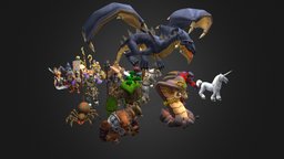 Fantasy characters animated Ultimate Bundle unicorn, goblin, bear, bird, eagle, spider, ornament, snake, gamedev, rider, fair, character, game, lowpoly, animated, fantasy