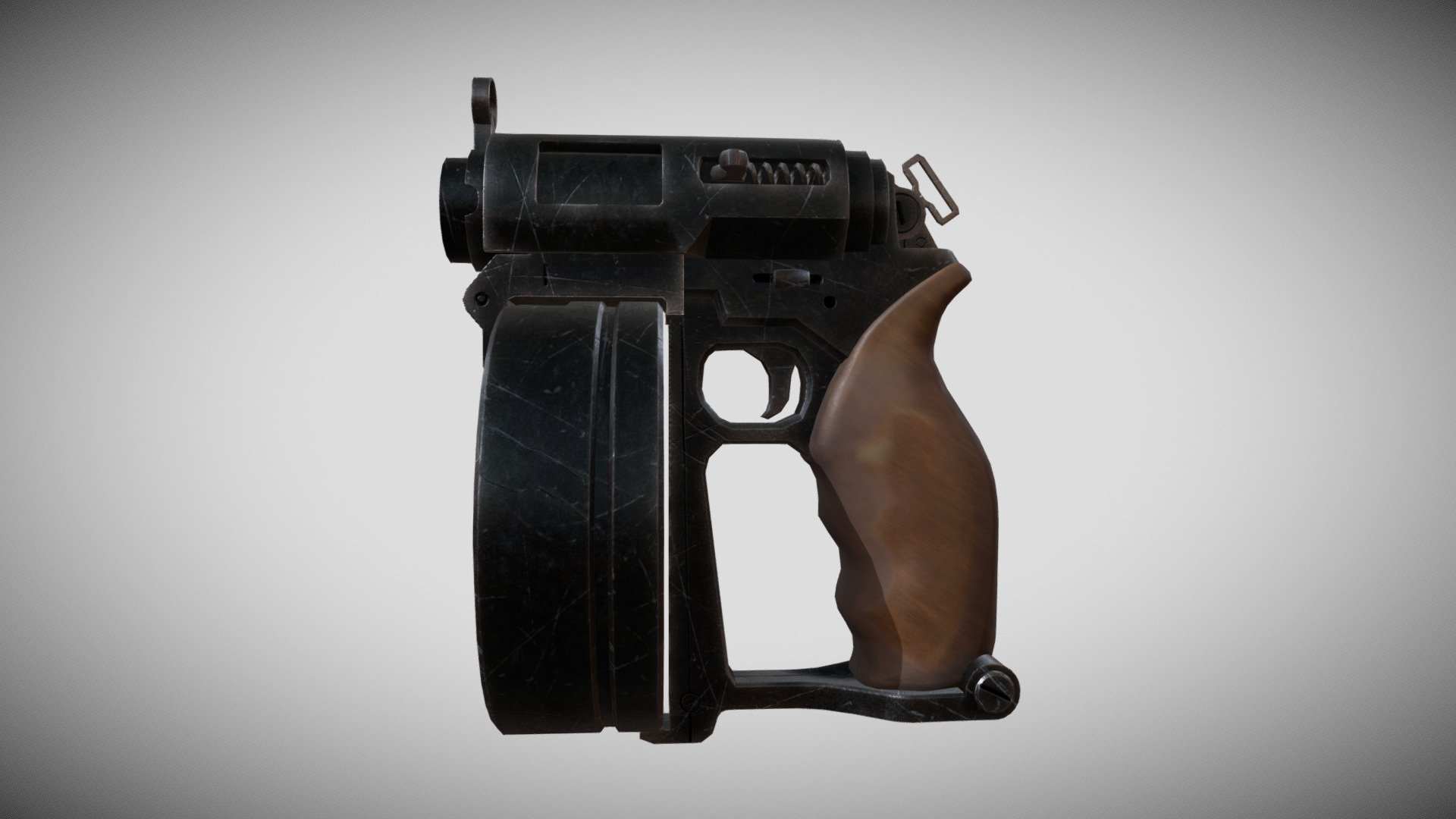 A pocket Tommy Gun! I came across this randomly on pinterest and thought it was cute and fun, so I wanted to model it. Made in Blender and textured in Substance Painter.

Original concept here: https://www.artstation.com/artwork/85gkm - Brutus Jr. (from Guido Kuip's concept sketch) - Download Free 3D model by skjoldbroder 3d model