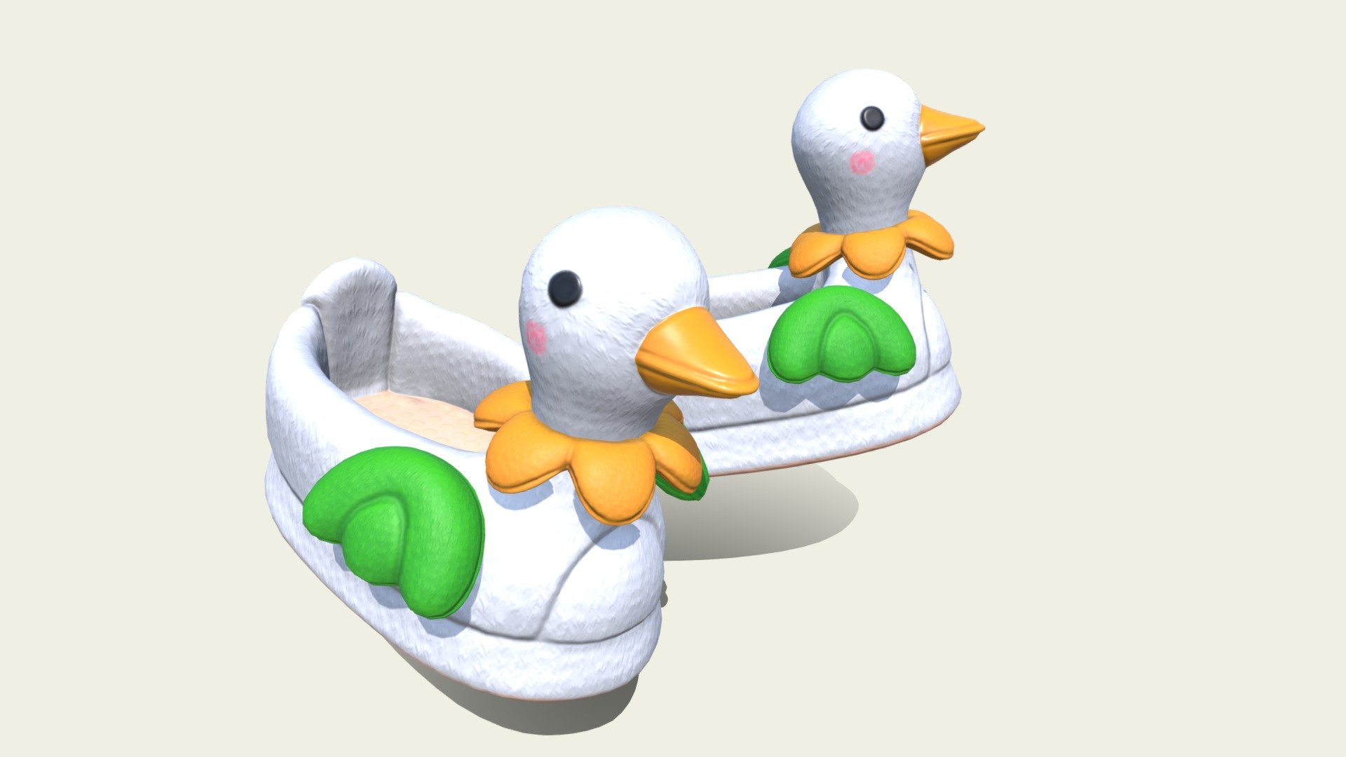 Welcome

This is the presentation of my work. The model witch you can see is made as a low poly, stylized and textured asset.

This asset pack contains:

Duck Shoes.

Technical information:

Texture - 2048 x 2048

One Duck Shoe - 8266 tris, 4133 faces, 4150 verts.

Contact details:

lukas.boban123@gmail.com

https://www.facebook.com/lukas.boban/

Thank you for taking look please consider leave like 3d model