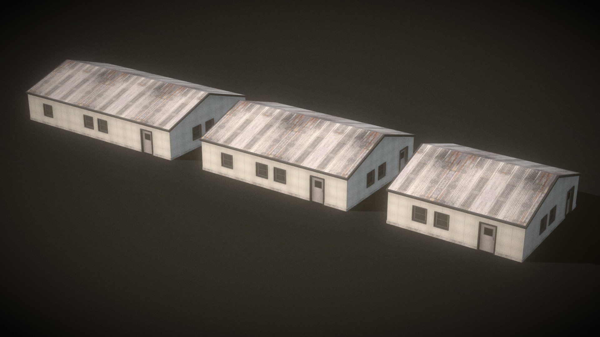 [ Last Update - 02 Feb 2022 ]

Pack of 3building

Format model .obj
Format texture .jpg

3 simple warehouse


Note -

This little pack it's a simple test for me, if I see any craze around this kind of model, i made a biggest pack with more
detail and more building 3d model