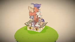 Pile of Kittens adventuretime, cartoonnetwork, mobilegames, low-poly, cartoon, animation