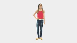 Woman In Pink Blouse Hand On Hip 0813 style, people, fashion, beauty, clothes, miniatures, realistic, woman, blouse, character, 3dprint, model