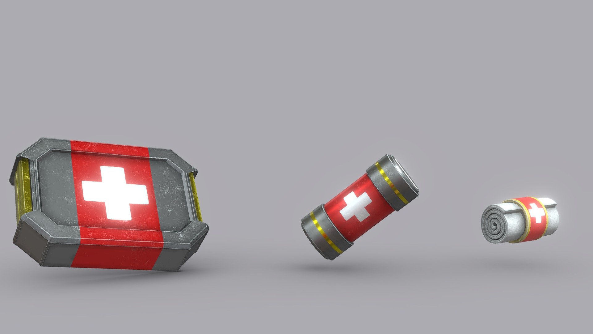 Pack of 3 medic kits - Health Packs - Buy Royalty Free 3D model by Mora (@MoraAzul) 3d model
