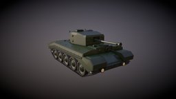 Low Poly Tank 01 ww2, army, cruiser, british, panzer, vr, ar, uk, tank, low-poly-model, low-poly-art, game, vehicle, low, poly, military, stylized, animated, war, carro-de-combate, char-de-combat, carro-armato
