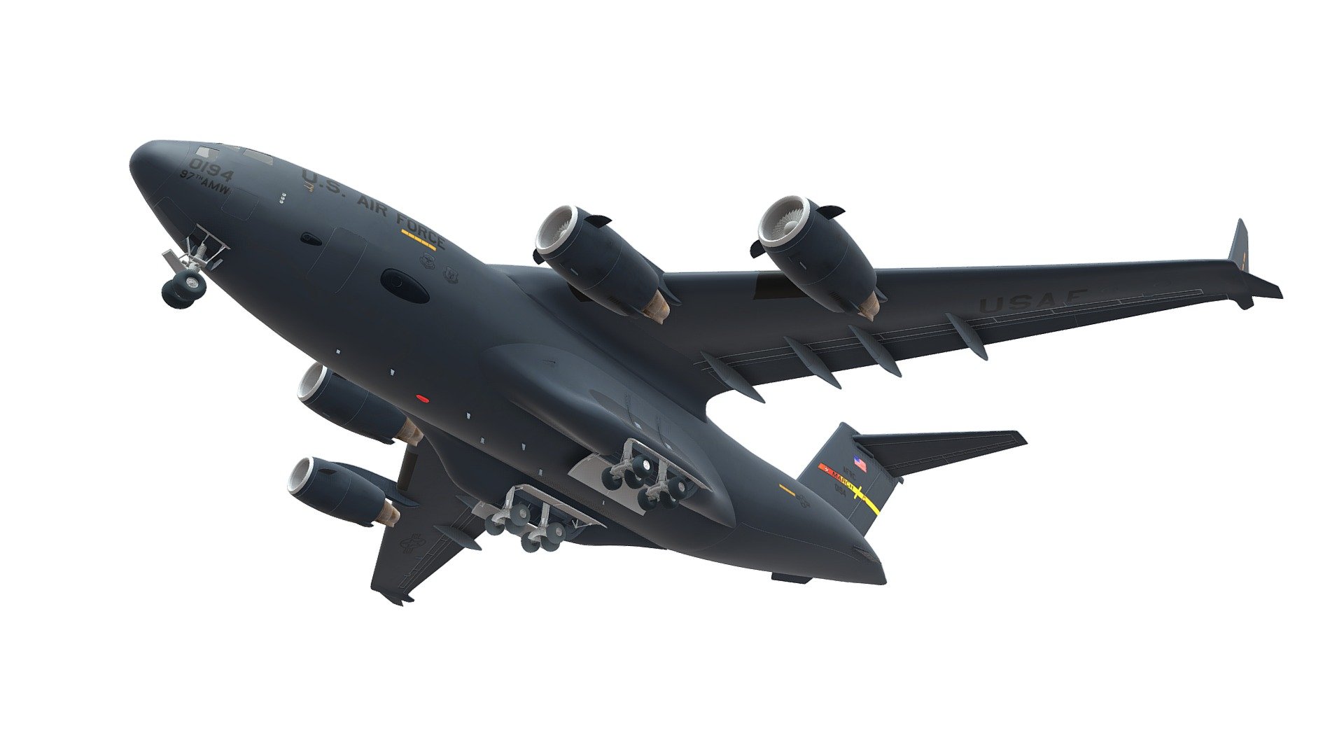 Highly detailed 3d model of C-17 Globemaster III, the large military transport aircraft.

Included Formats:

3ds

Lightwave

OBJ

Softimage

3ds Max

Maya - C-17 Globemaster 3D Model - Buy Royalty Free 3D model by 3DHorse 3d model