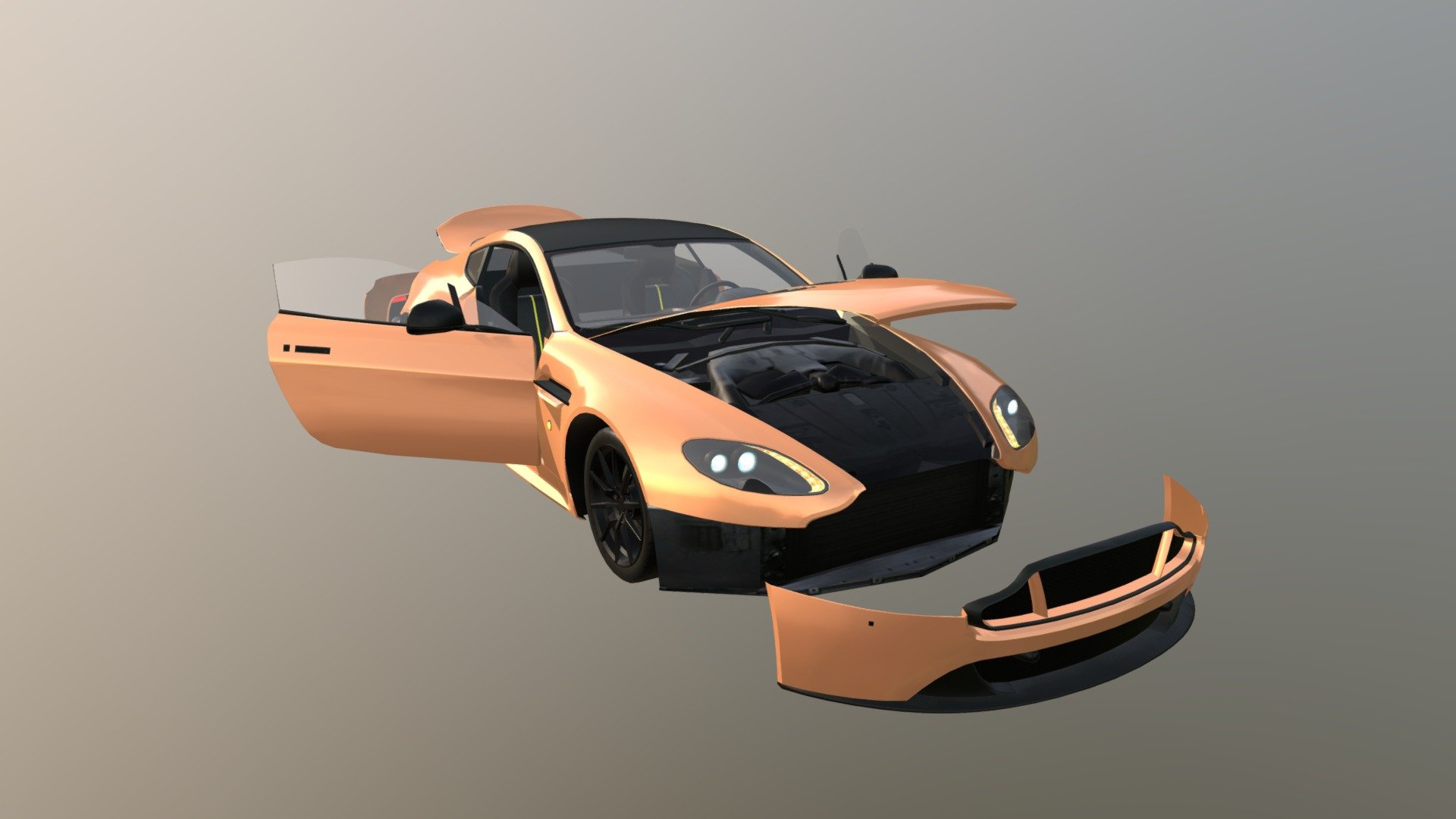 Real Car 14 Separated Parts - 3D model by Maker Games Studios (@MakerGamesStudios) 3d model