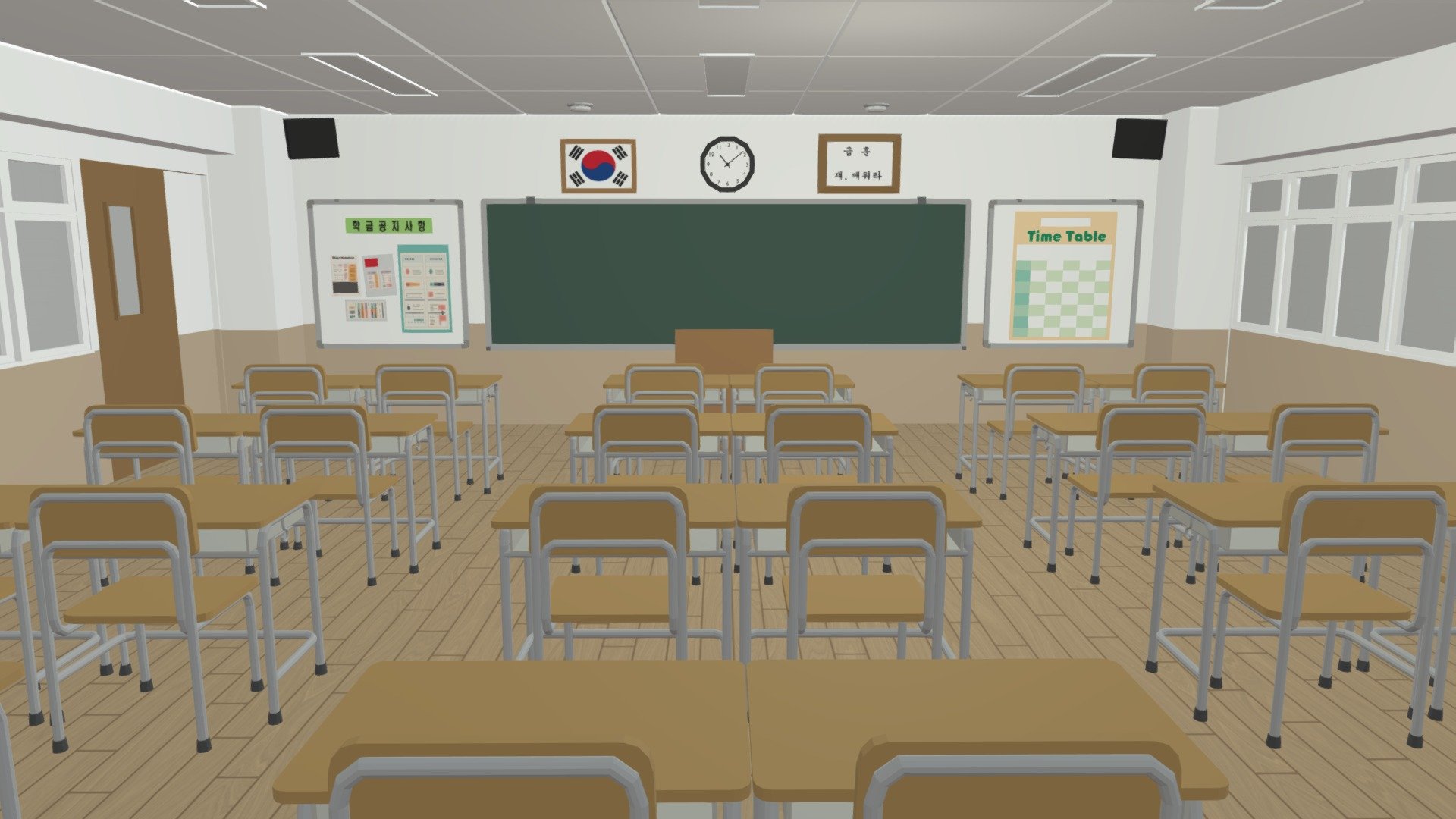 This is an indoor design scene for created in Blender.
It was made with low poly. 
This ZIP file includes SKP, BLENDER, FBX and texture files of the same model.

THANKS :) - Indoor scene - K-School classroom - Buy Royalty Free 3D model by yasongeeee 3d model