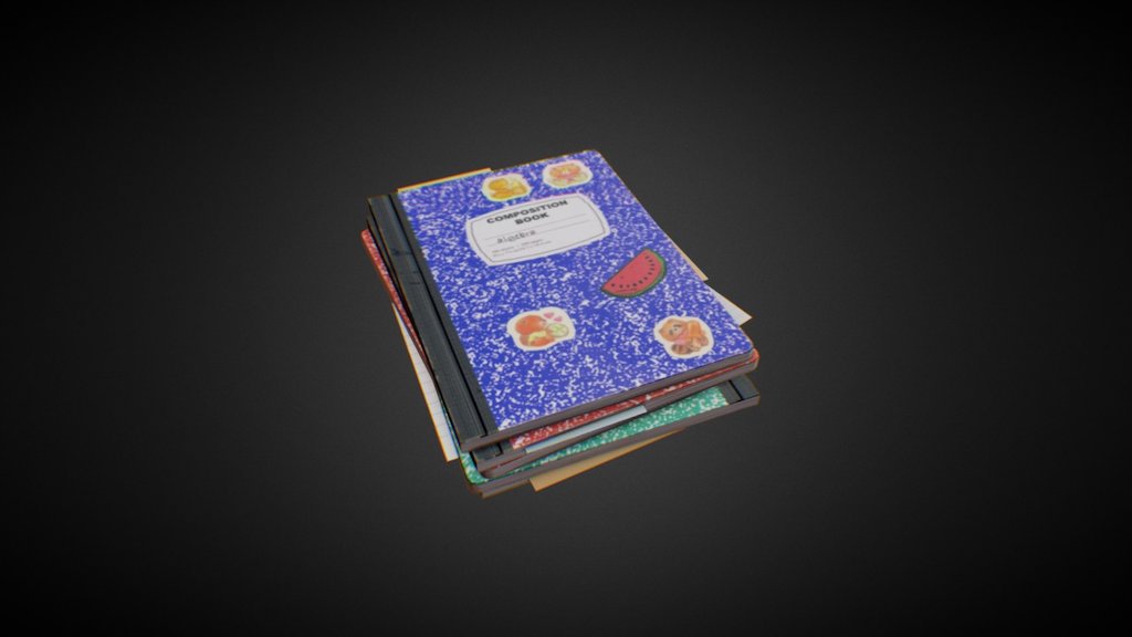 School Books - 3D model by pixelful 3d model