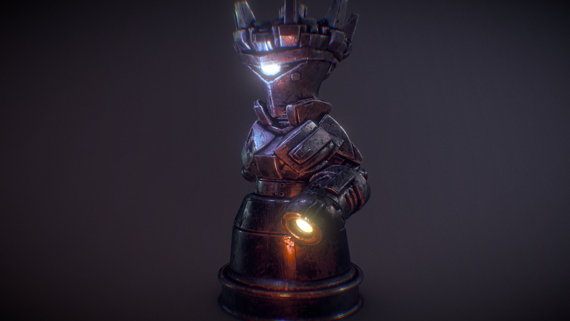 Queen of the Robots. A piece from Chess Fight. Resin cast pieces now available at www.chess-fight.com ! Sculpted in Oculus Medium, texture added in Substance Painter 3d model