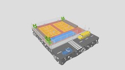 Basketball Court Low Poly school, truck, field, court, stadium, basket, basketball, floor, competition, equipment, bus, play, training, arena, team, isometric, championship, net, illustration, recreation, game, 3d, low, poly, design, car, city, sport, ball