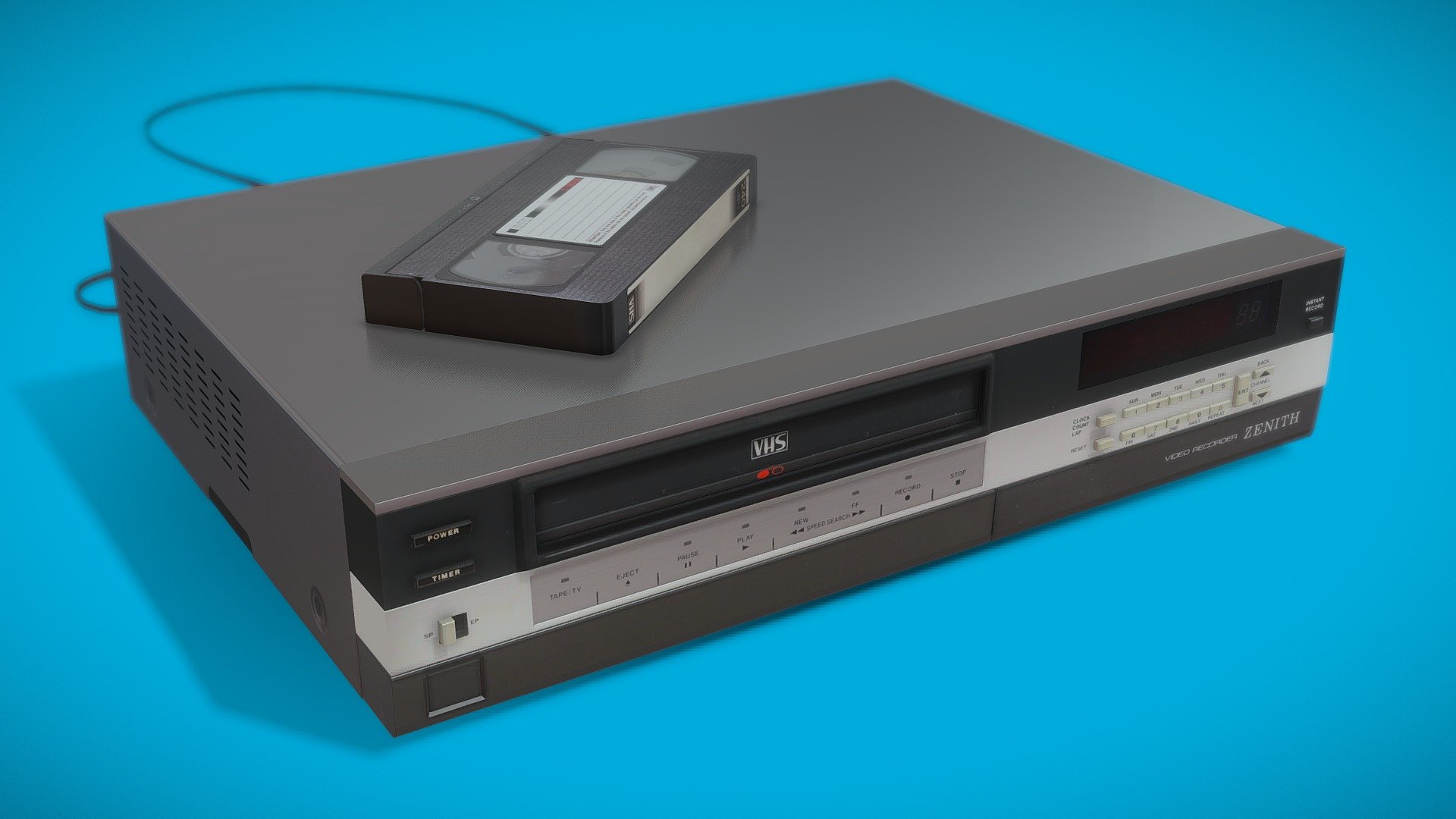 A VHS Recorder or Player With A Video Tape - VHS Recorder / Player With Tape - Buy Royalty Free 3D model by 3Dee (@mellydeeis) 3d model