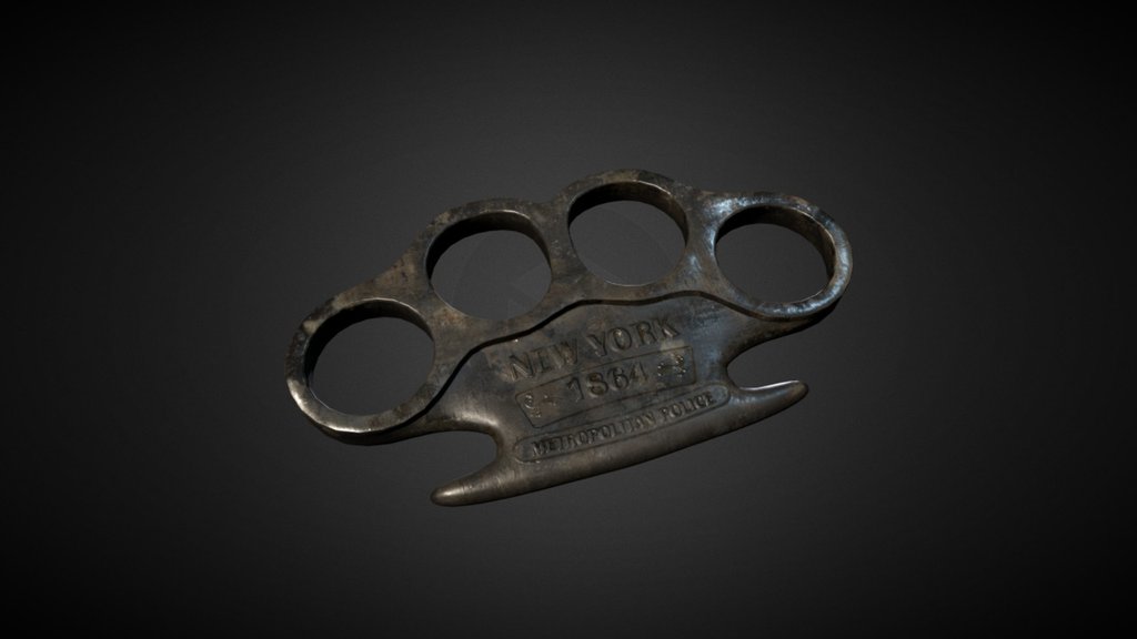 Old American police brass knuckles modeled in Maya, Normals in nDo and materials with dDO 3d model