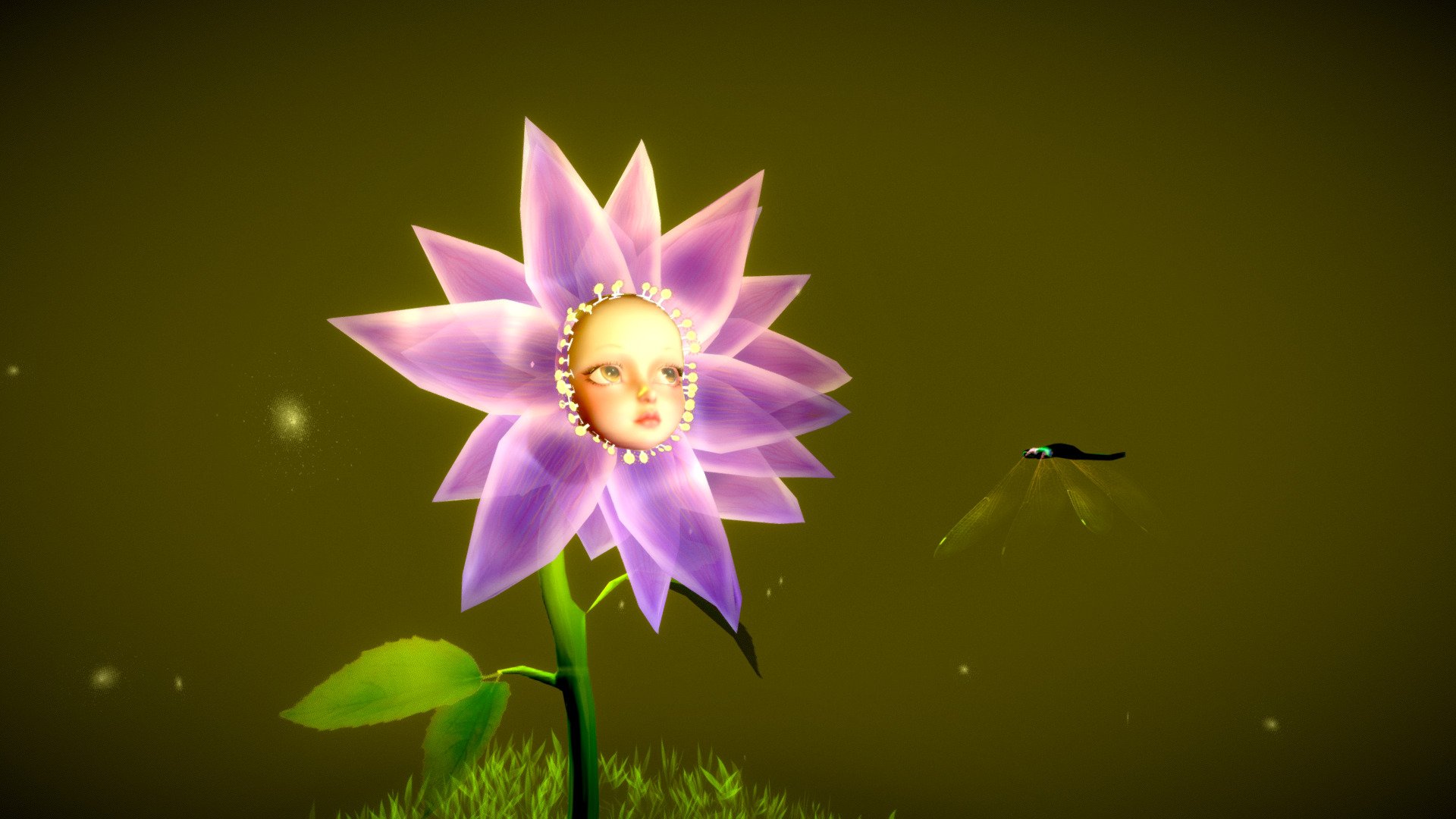I saw a flower that I thought was very beautiful, in some garden, and I was thinking of making a lowbrow style flower, I hope you like it 3d model