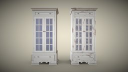 Antique Wardrobe painted, antique, rustic, furniture, drawer, wardrobe, drawers, old, aged, lowpoly-gameasset-gameready, substance, low-poly, blender, lowpoly, substance-painter
