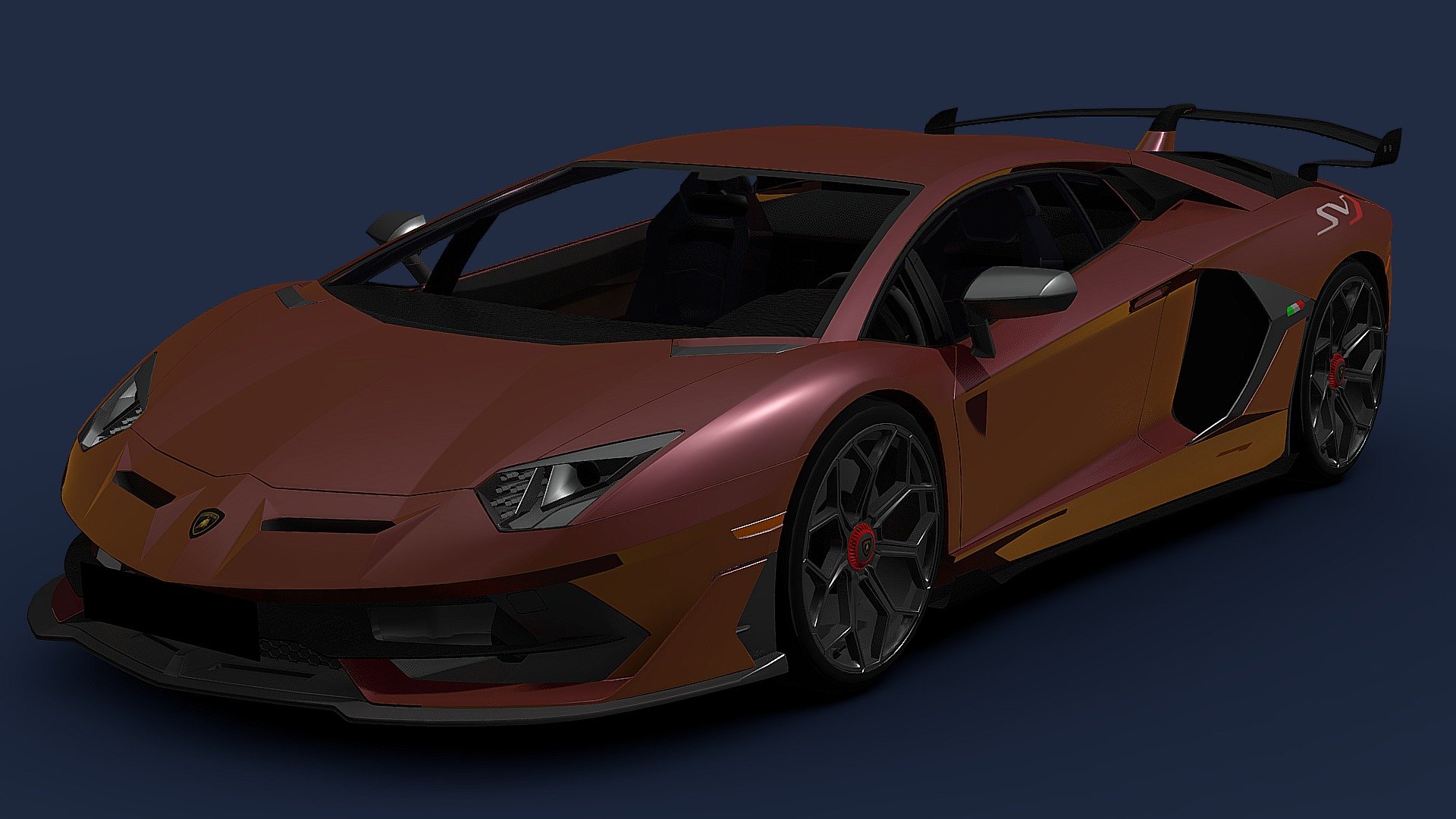 The Aventador SVJ features the ALA 2.0 system, which incorporates new air intake and aero channel designs, delivering maximum dynamic performance.
- It offers a unique combination of the active steering system (Lamborghini Dynamic Steering) and the rear-steering system (Lamborghini Rear-wheel Steering
- The Aventador SVJ is powered by a mid-mounted naturally aspirated 6.5-liter V-12 engine that develops 759 horsepower and 531 lb-ft of torque, transmitted to the wheels via a seven-speed automated-manual transmission.
- This powerful engine allows the Aventador SVJ to accelerate from 0 to 60 mph in less than three seconds and achieve a top speed of 217 mph.
- The SVJ holds the Nürburgring Nordschleife production car lap record, showcasing its exceptional performance capabilities 3d model