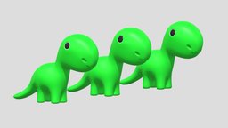 Cartoon Cute Dinosaur Toy sculpt, cute, toy, figure, animals, deco, diplodocus, play, decorative, miniatures, statue, preschool, cartoon, art, lowpoly, low, poly, animal, sculpture, dinosaur, dino