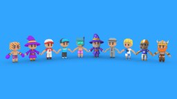 Hyper Casual Character Pack wizard, suit, baseball, football, viking, player, soccer, casual, sorcerer, swimmer, lowpolyart, riged, lowpolycharacter, cartooncharacter, character, cartoon, game, mobile, sport, hypercasual