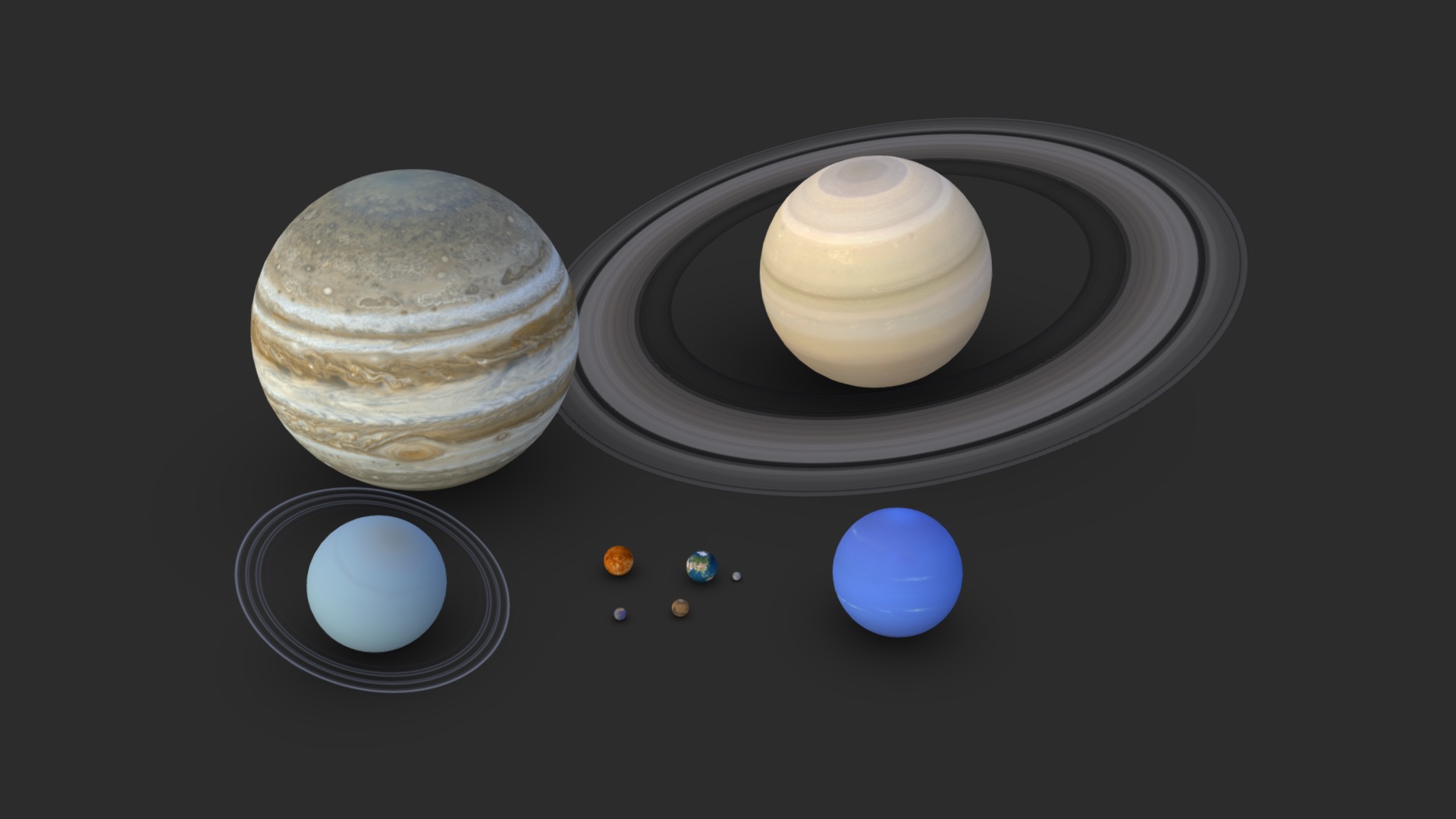 A 3D model of the all planets from the Solar System usable to compare sizes 3d model