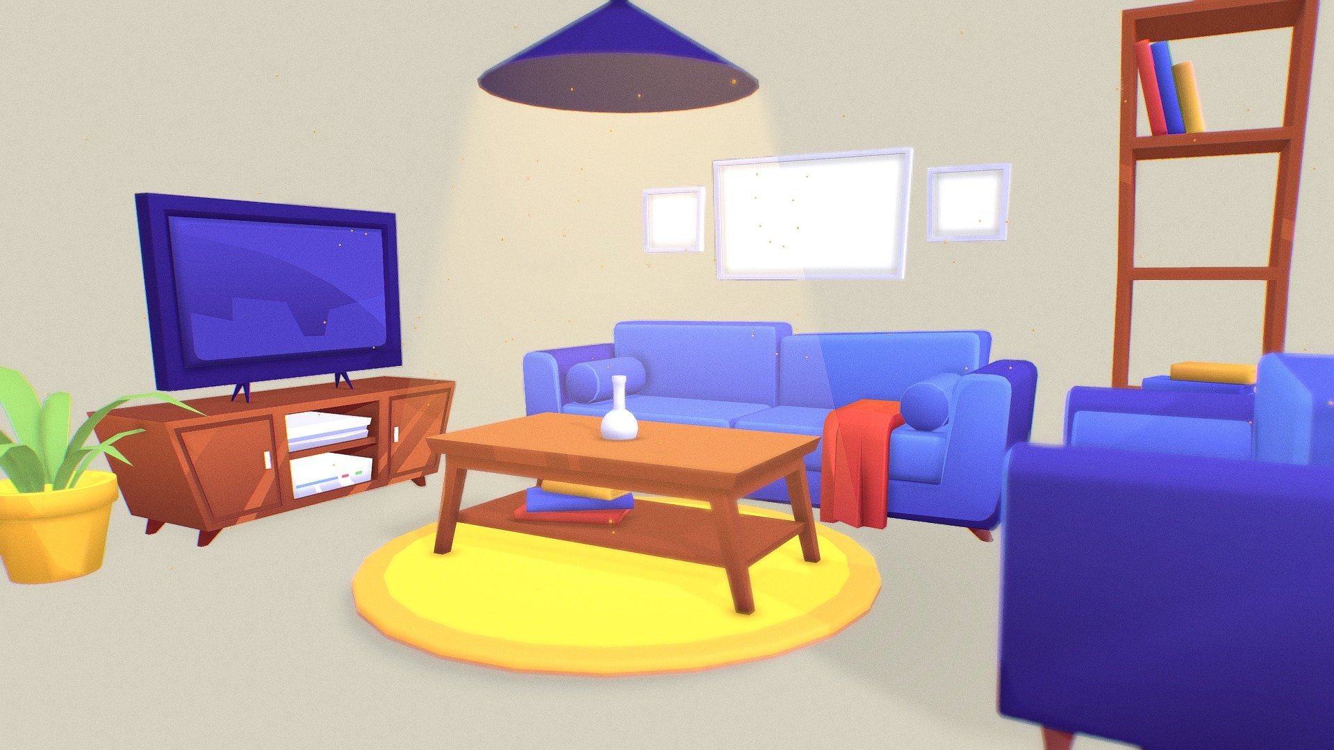 These props made on blender, FBX file included. Ready for UNITY or UNREAL games.

Reference from: https://www.freepik.com/free-vector/living-room-interior-with-furniture-tv_38591344.htm#page=2&amp;query=livingroom&amp;position=0&amp;from_view=author

If you want to get more asset like that follow 3d model