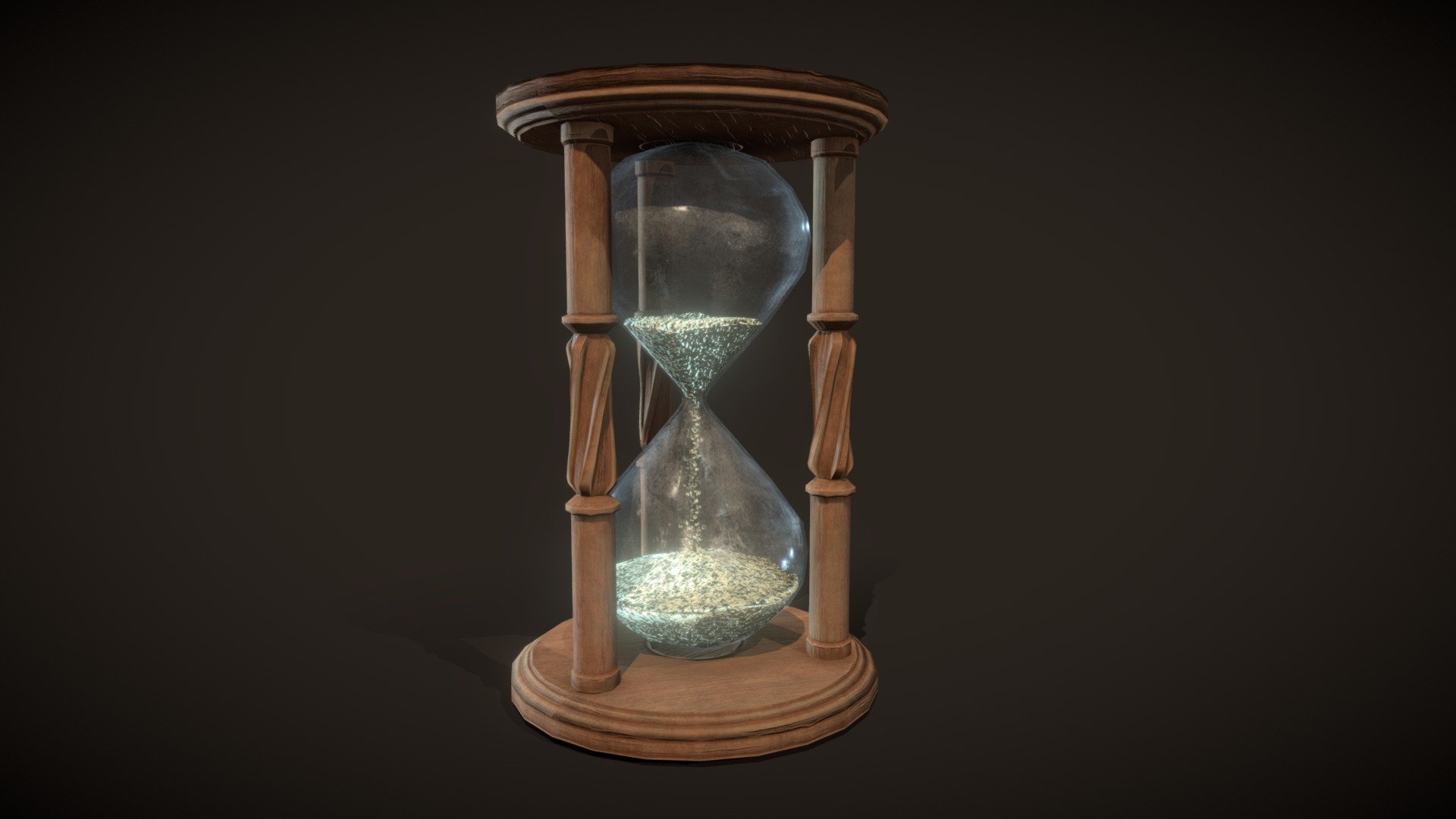 Game-ready model of a wooden hourglass 3d model