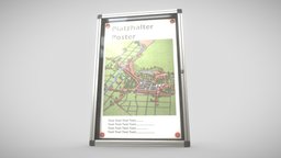 Outdoor Poster Showcase with Light (Low-Poly) case, placeholder, showcase, outdoor, poster, 3dhaupt, glass, light